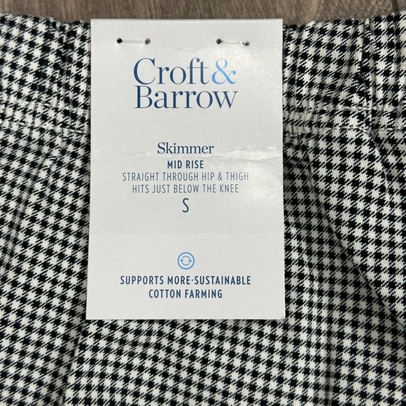 Womens Croft & Barrow Small 4 6 Pants Legging Pull On Check White Black Stretch - Picture 8 of 10